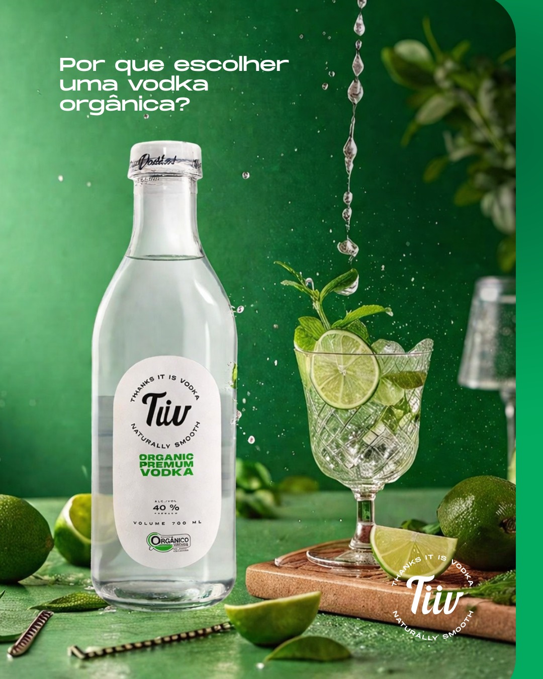 Garrafa Tiiv entre canaviais brasileiros